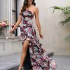 Floral Print High Slit Maxi Elegant Dress in Dresses