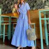 Striped Short Sleeve Loose Midi Dress in Dresses