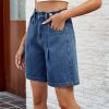 Spring Summer Washed Waist Adjustable Denim Shorts in Shorts
