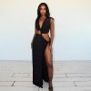 Sexy Deep V Plunge Hollow Out Cutout Out Slit Slim Fitting Maxi Dress in Dresses