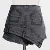 High Waist Irregular Asymmetric Washed Shorts in Shorts