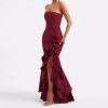 Elegant Tube Top Slit Slim Fit Backless Hip Wrapped Dress in Dresses