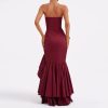 Elegant Tube Top Slit Slim Fit Backless Hip Wrapped Dress in Dresses