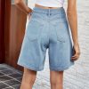 Spring Summer Washed Waist Adjustable Denim Shorts in Shorts