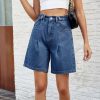 Spring Summer Washed Waist Adjustable Denim Shorts in Shorts
