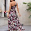 Floral Print High Slit Maxi Elegant Dress in Dresses