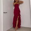 Elegant Tube Top Slit Slim Fit Backless Hip Wrapped Dress in Dresses