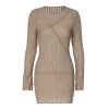 Long Sleeve Sexy Ripped Hip Dress in Dresses