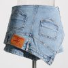 High Waist Irregular Asymmetric Washed Shorts in Shorts