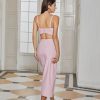 Three Dimensional Rose Floral Pearl Boning Corset Sexy Halter Two Piece Evening Dress in Dresses