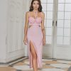 Three Dimensional Rose Floral Pearl Boning Corset Sexy Halter Two Piece Evening Dress in Dresses