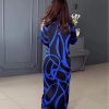 Printed Long Sleeve Loose Dress in Dresses