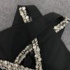 Sexy Cross Hollow Out Cutout Rhinestone Bandage One Piece Dress in Dresses