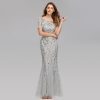 Mesh Sequin Evening Fishtail Dress in Dresses