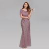 Mesh Sequin Evening Fishtail Dress in Dresses