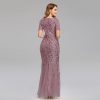 Mesh Sequin Evening Fishtail Dress in Dresses