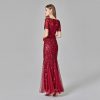 Mesh Sequin Evening Fishtail Dress in Dresses