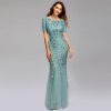 Mesh Sequin Evening Fishtail Dress in Dresses