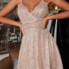 Sexy Gorgeous Sequined Pleated Criss Cross Strap Vacation Dress in Dresses