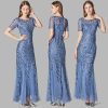 Mesh Sequin Evening Fishtail Dress in Dresses