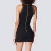 Sleeveless Sexy Black Beads Dress in Dresses