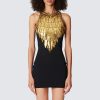 Sleeveless Sexy Black Beads Dress in Dresses