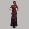Mesh Sequin Evening Fishtail Dress in Dresses
