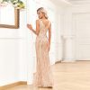 Sleeveless Round Neck Mermaid Shiny Long Evening Dress in Dresses