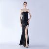 Heavy Industry Shrink Fold Wrinkle Craft Simple Retro Tube Top Evening Dress in Dresses