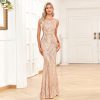 Sleeveless Round Neck Mermaid Shiny Long Evening Dress in Dresses