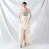 Floral Sequin Stitching Mesh Tube Top Dress in Dresses