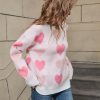 Round Neck Peach Heart Sweater in Sweaters