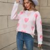 Round Neck Peach Heart Sweater in Sweaters