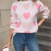Round Neck Peach Heart Sweater in Sweaters
