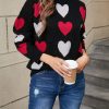 Round Neck Peach Heart Sweater in Sweaters