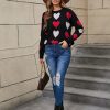 Round Neck Peach Heart Sweater in Sweaters