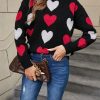 Round Neck Peach Heart Sweater in Sweaters