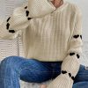 Loose Heart Jacquard Round Neck Flared Sleeves Sweater in Sweaters