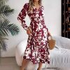 Floral Long Sleeves Ruffled Dress in Dresses