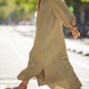 Cotton Linen Long Sleeve Cardigan Dress in Dresses