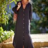 Cotton Linen Long Sleeve Cardigan Dress in Dresses