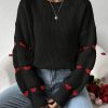 Loose Heart Jacquard Round Neck Flared Sleeves Sweater in Sweaters