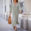 Cotton Linen Long Sleeve Cardigan Dress in Dresses