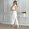 Simple Half Turtleneck Waist-Controlled Lace Up Mid Length Dress in Dresses