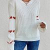 Loose Heart Jacquard Round Neck Flared Sleeves Sweater in Sweaters