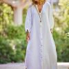 Cotton Linen Long Sleeve Cardigan Dress in Dresses