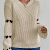 Loose Heart Jacquard Round Neck Flared Sleeves Sweater in Sweaters