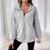 Zipper Collared Solid Color Casual Sweatshirt in Sweatshirts