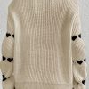 Loose Heart Jacquard Round Neck Flared Sleeves Sweater in Sweaters