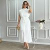 Simple Half Turtleneck Waist-Controlled Lace Up Mid Length Dress in Dresses